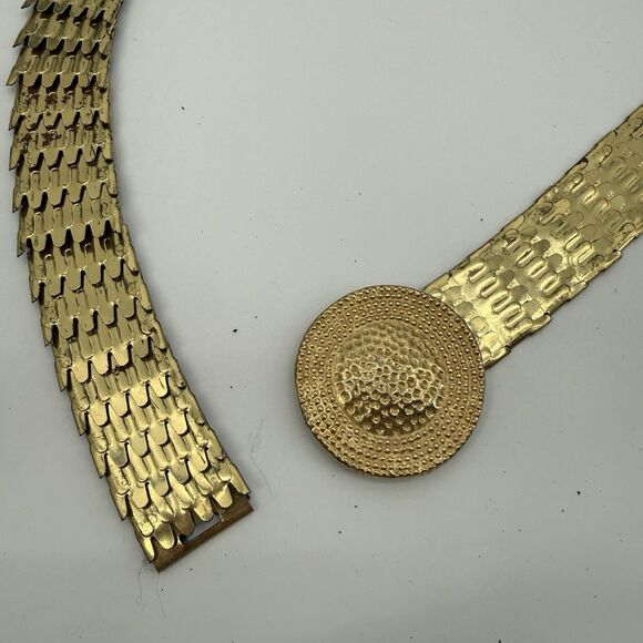 Vintage Unbranded 90s Elastic Gold Tone Belt Costume Metal - Picture 10 of 11